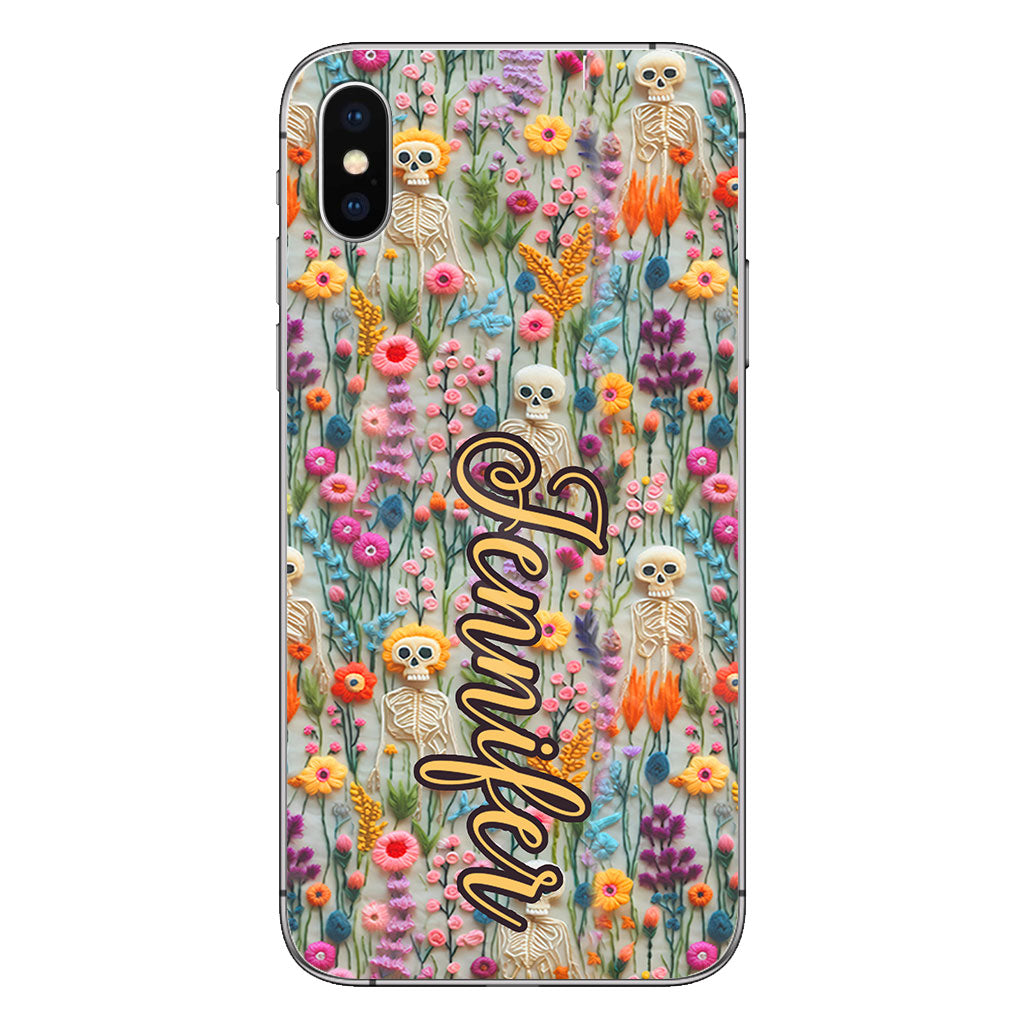 Floral Skeleton - Personalized Skull Phone Case