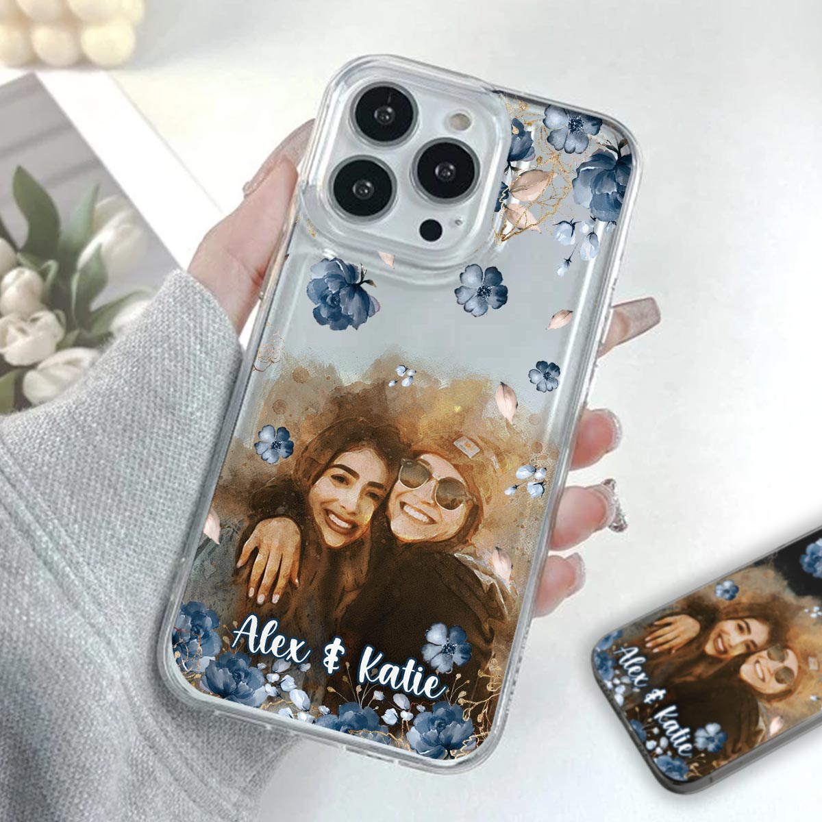 Bestie Matching Phone Case - Personalized Bestie Clear Phone Case