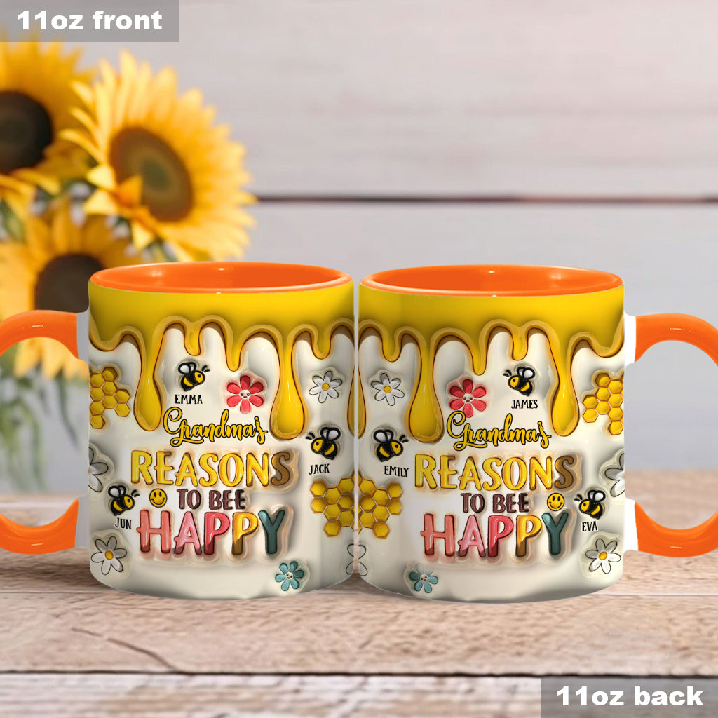 Grandma’s Reasons To Bee Happy - Gift for grandma - Personalized Accent Mug