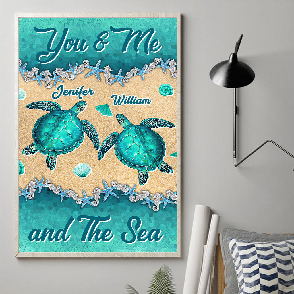 Salty Lil' Beach - Personalized Turtle Canvas And Poster