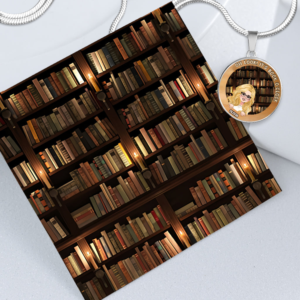 It's Book O'clock - Personalized Book Round Pendant Necklace