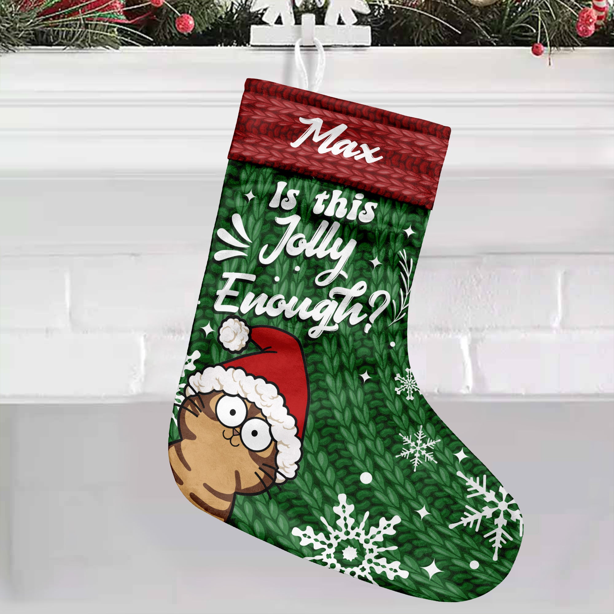 Is This Jolly Enough - Personalized Cat Christmas Stockings