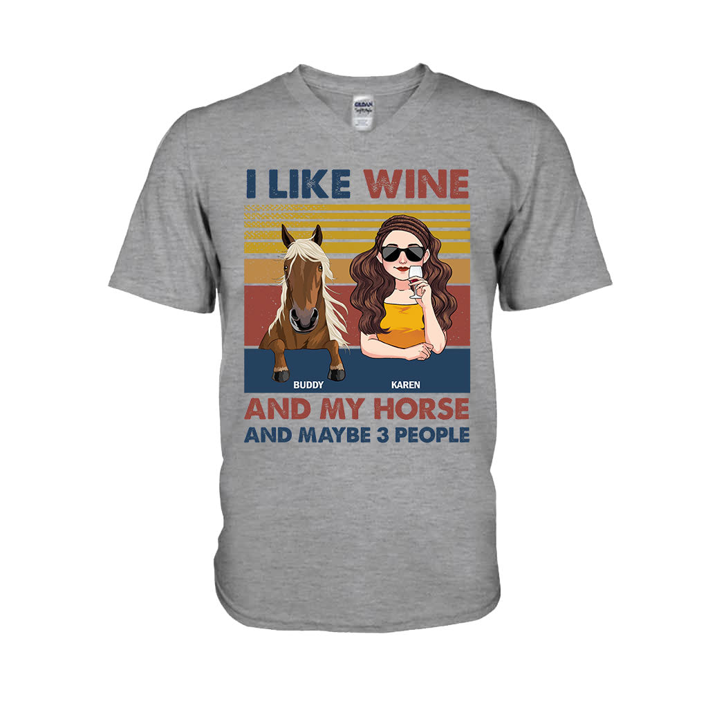 I Like Wine And My Horse - Personalized Horse T-shirt & Hoodie