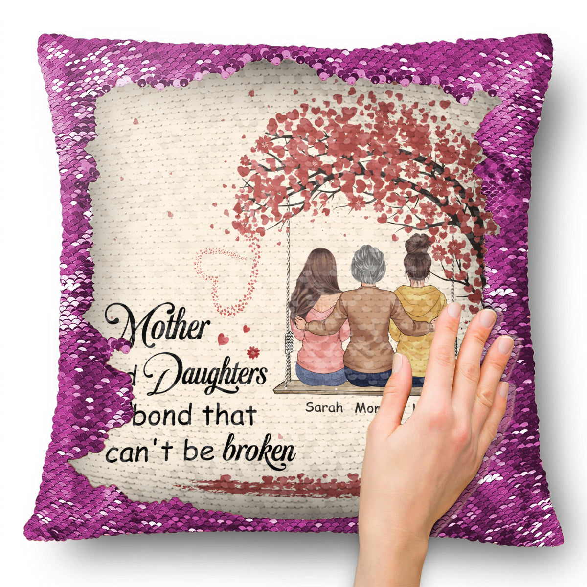 Mother And Daughter Son Children A Bond Can't Be Broken - Gift for mom - Personalized Sequin Pillow Cover