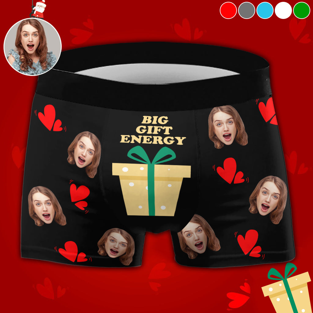 Custom Photo Big Gift Energy - gift for husband, boyfriend - Personalized  Men’s Boxer Briefs