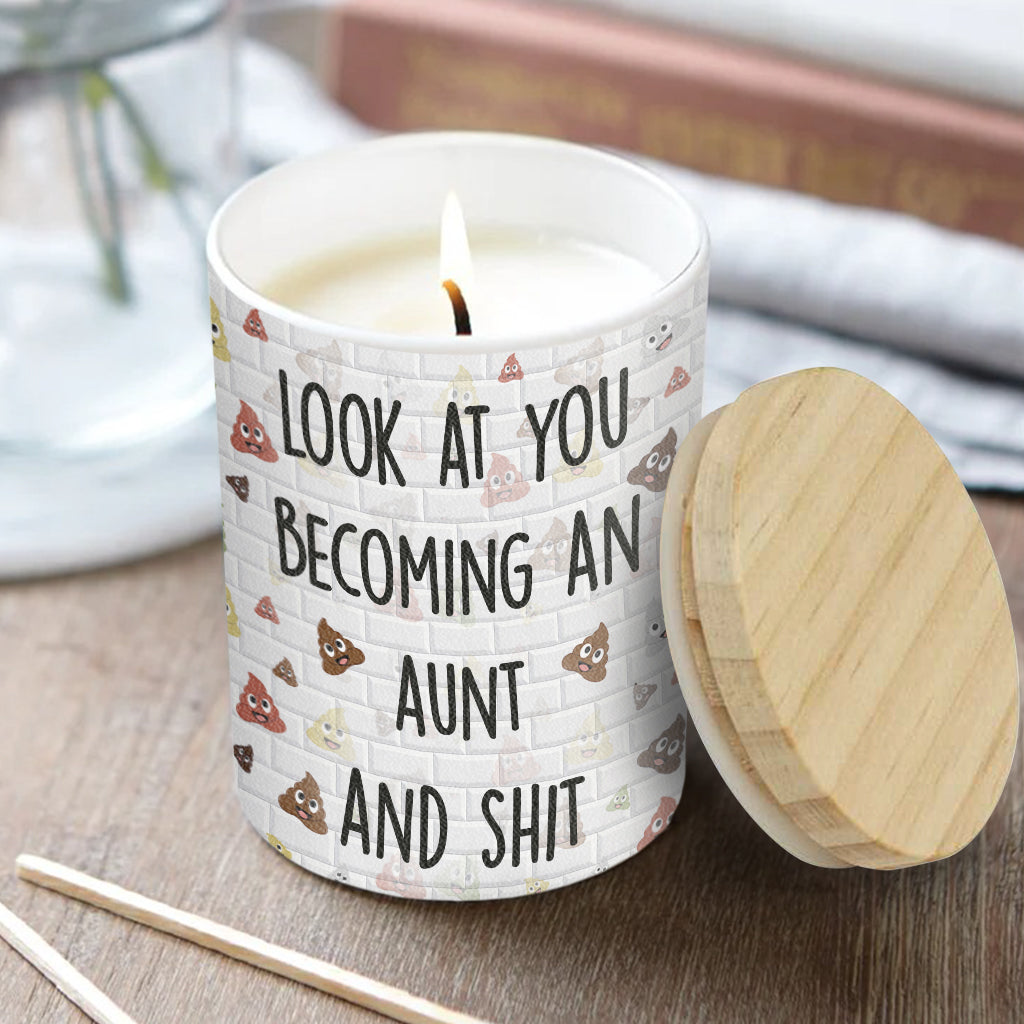 Becoming An Aunt - Personalized Aunt Candle With Wooden Lid