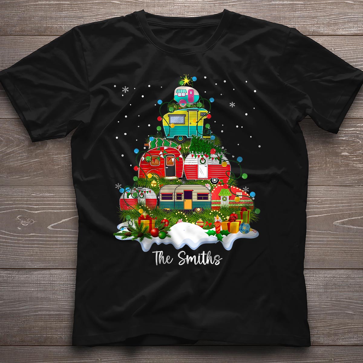 Happy Camper Merry Christmas - Personalized Camping T-shirt And Hoodie