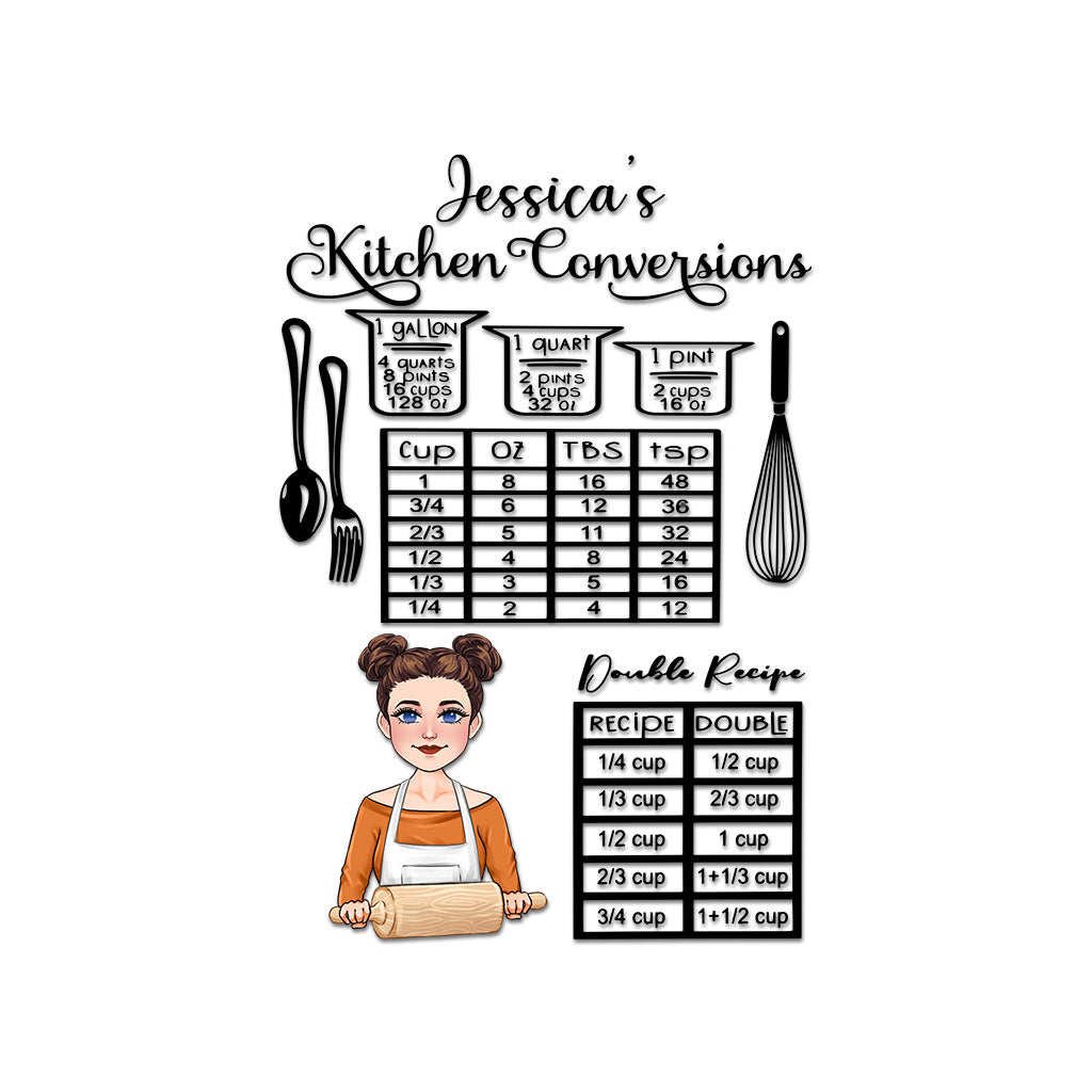 Kitchen Measurement Conversions - Cooking gift for mom, wife, her - Personalized Decal Full