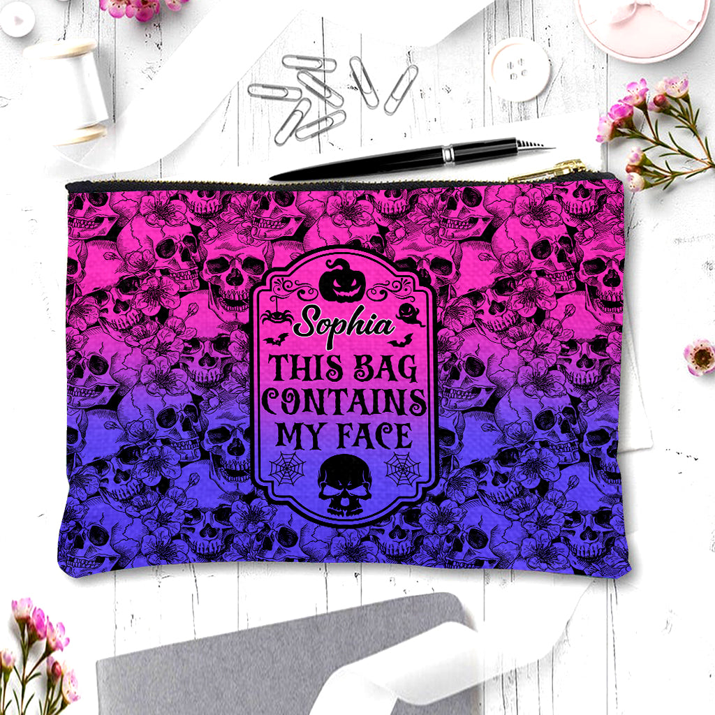 Discover This Bag Contains My Face - Personalized Skull Makeup Bag