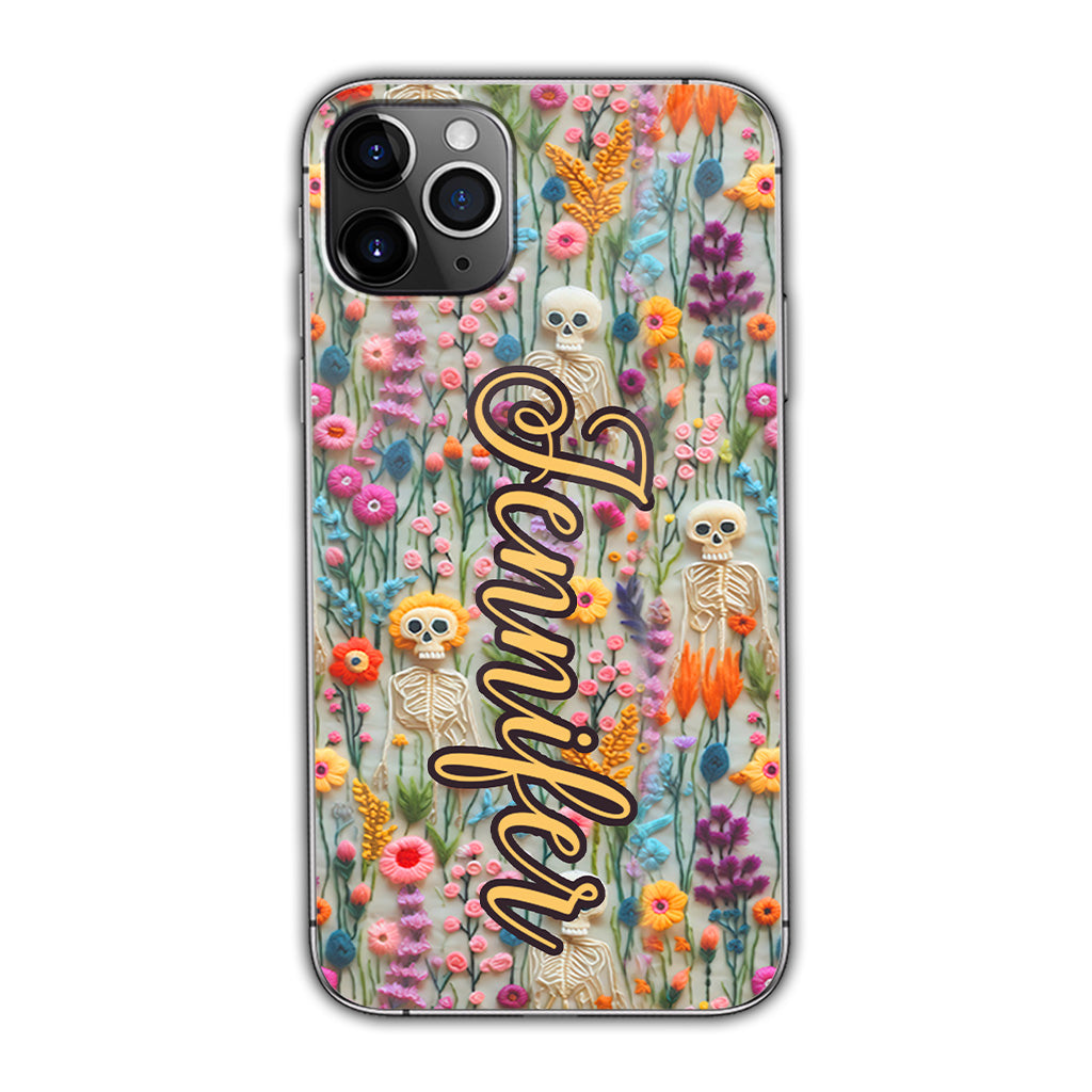 Floral Skeleton - Personalized Skull Phone Case