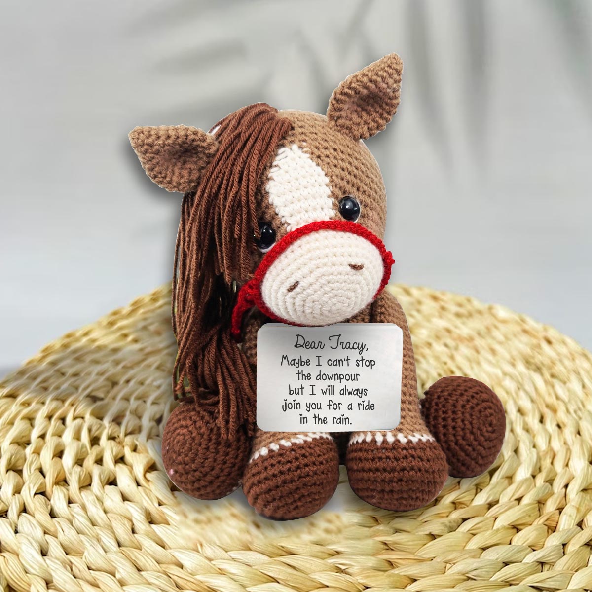 Ride With Me - Personalized Horse Hand Knitted Figurine
