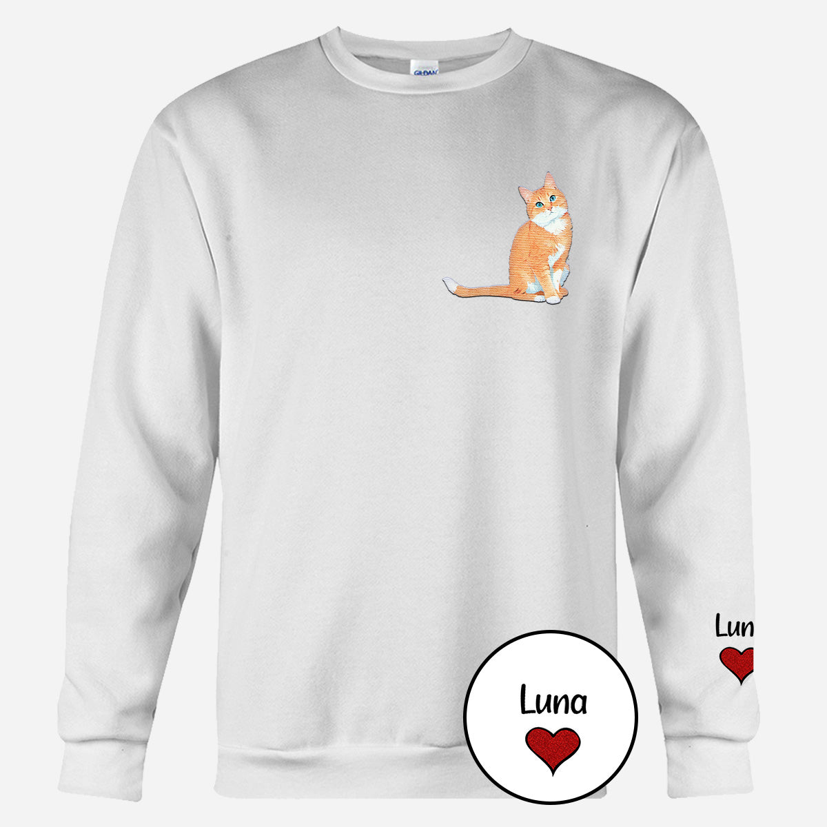 Custom 2D Photo - Personalized Cat Embroidered Sweater