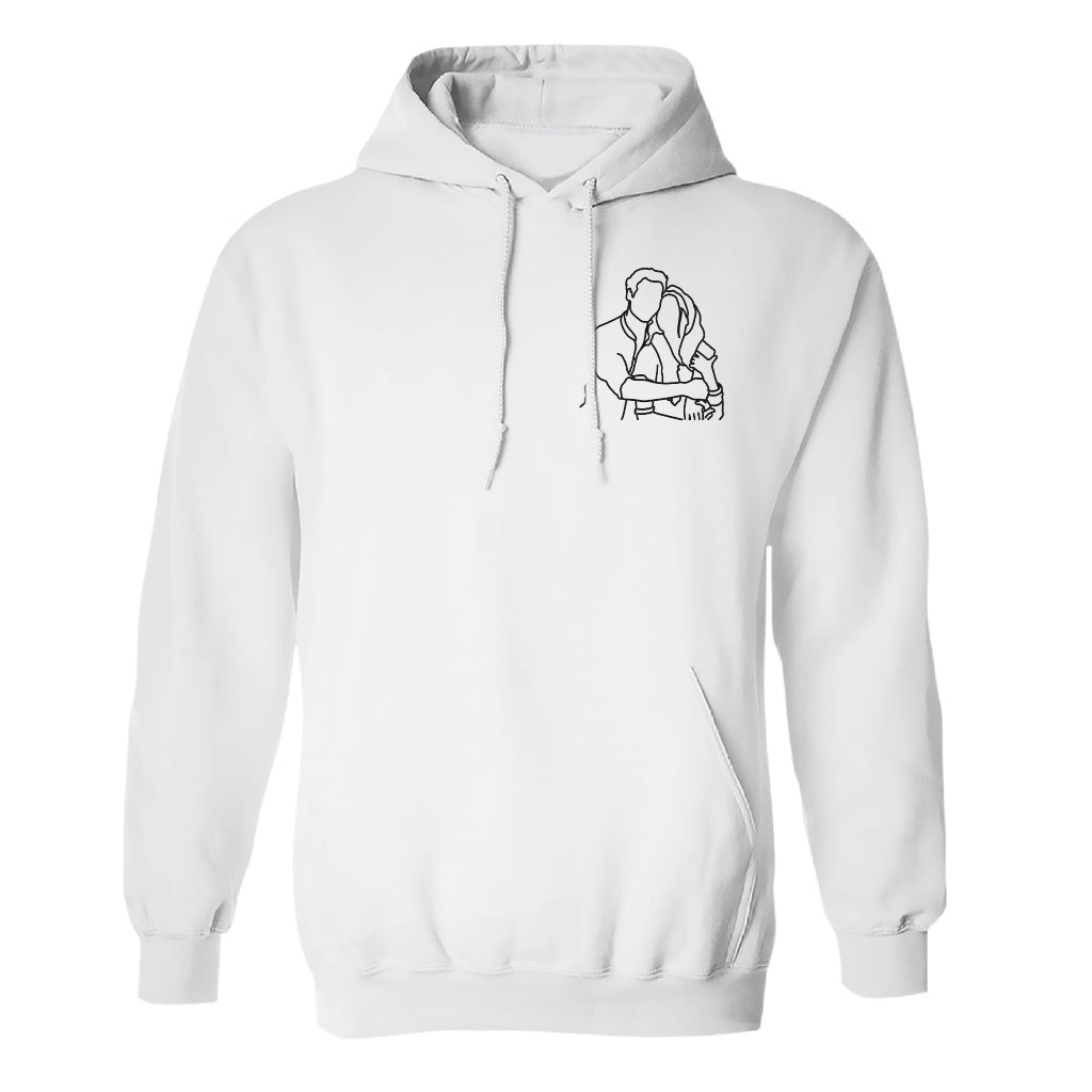 Custom Line Art - Personalized Couple Embroidered Hoodie