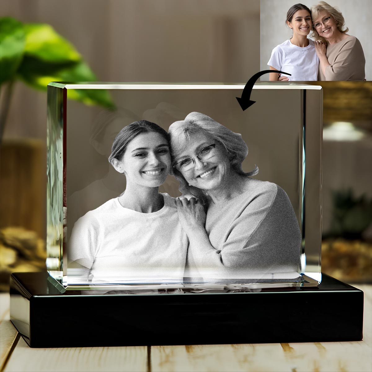 Blessed To Be Called Grandma - Gift for grandma - Personalized Laser Engraving 3D Cuboid Shaped Crystal Lamp