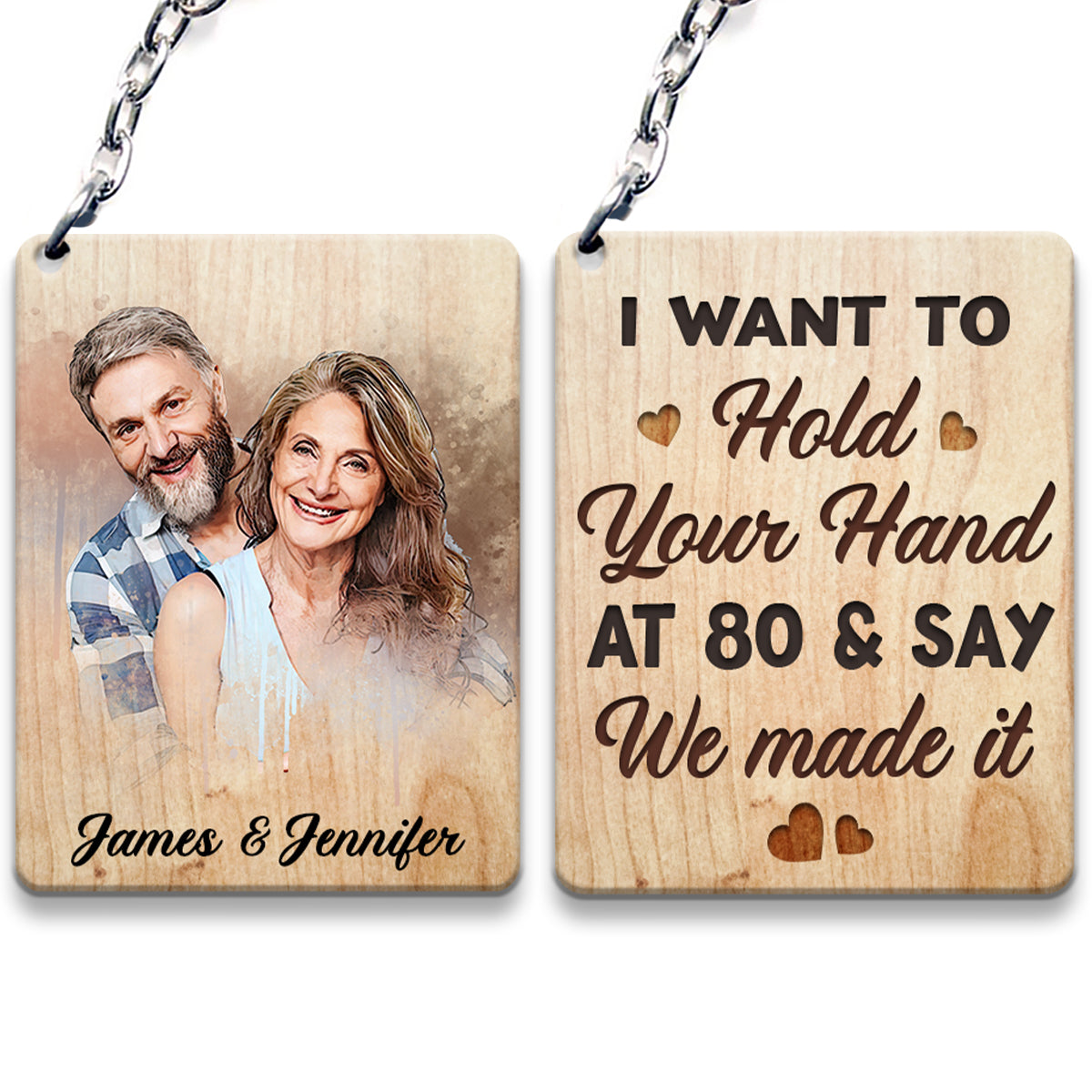 I Want To Hold Your Hand At 80 - Personalized Couple Keychain