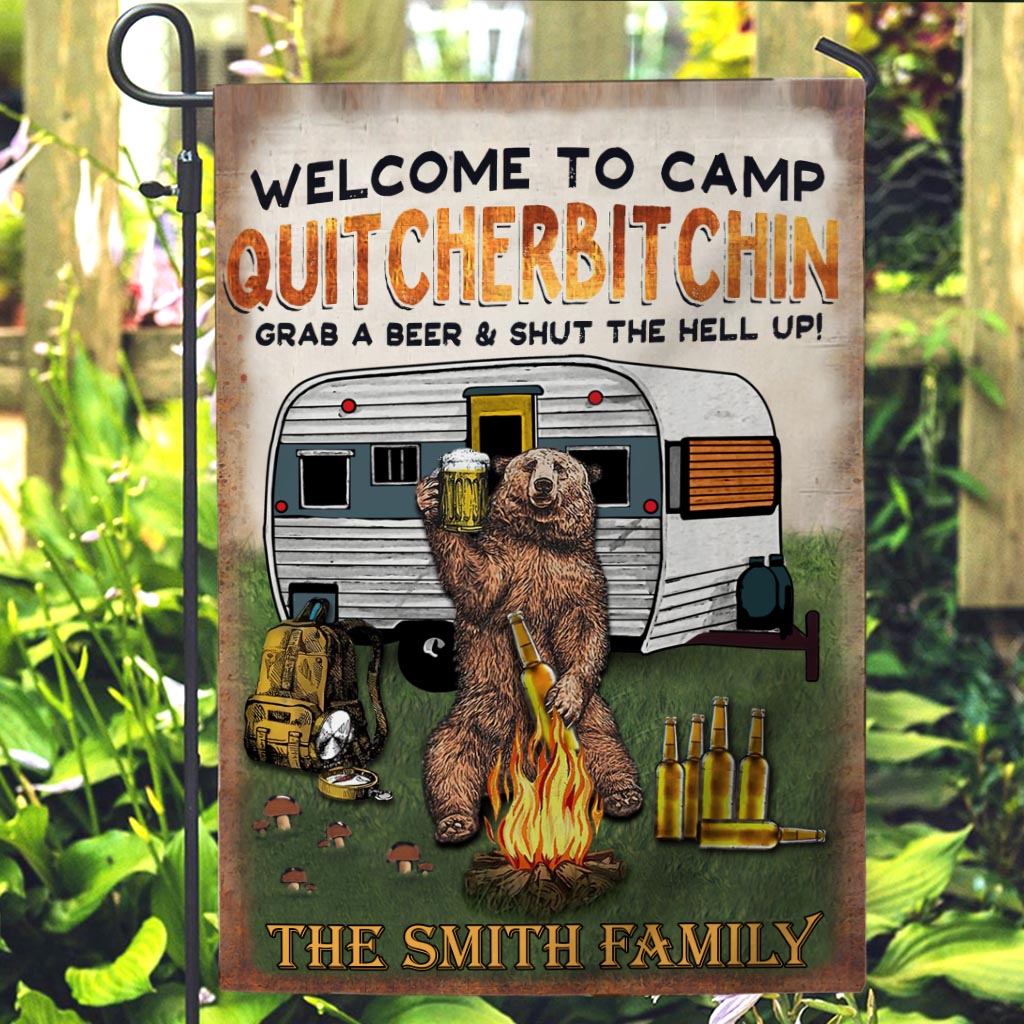 Grab A Beer And Shut The Hell Up - Personalized Camping Garden Flag