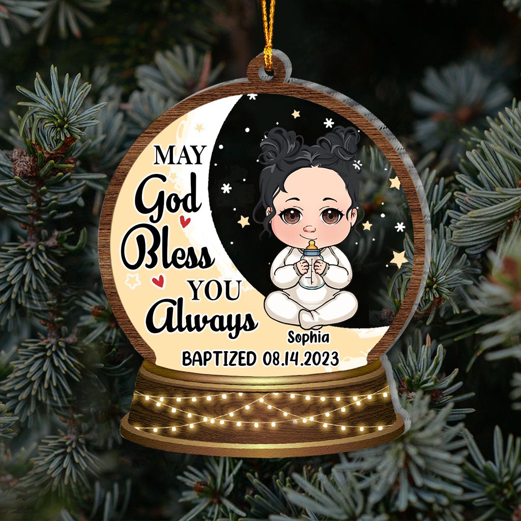 May God Blessed You Always - Personalized Newborn Transparent Ornament
