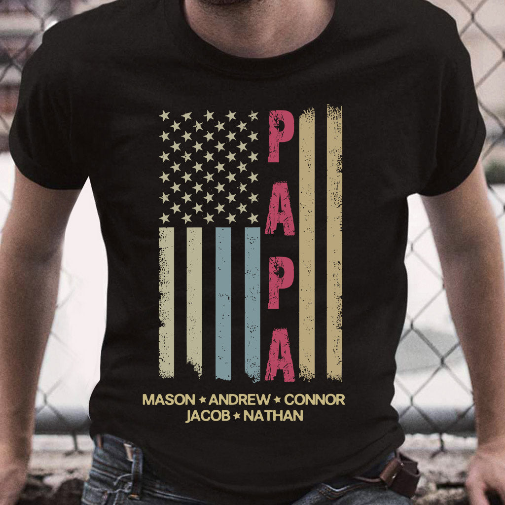 American Flag - Personalized Grandpa T-shirt & Hoodie