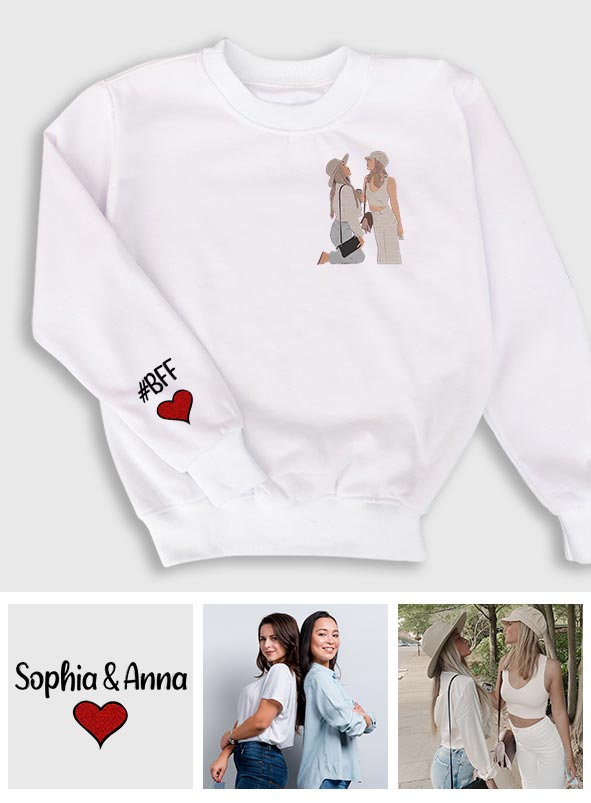 Custom 2D Photo - Personalized Bestie Embroidered Sweater