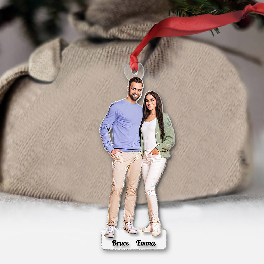 Custom Cartoonize Chibi Photo - Personalized Couple Transparent Ornament