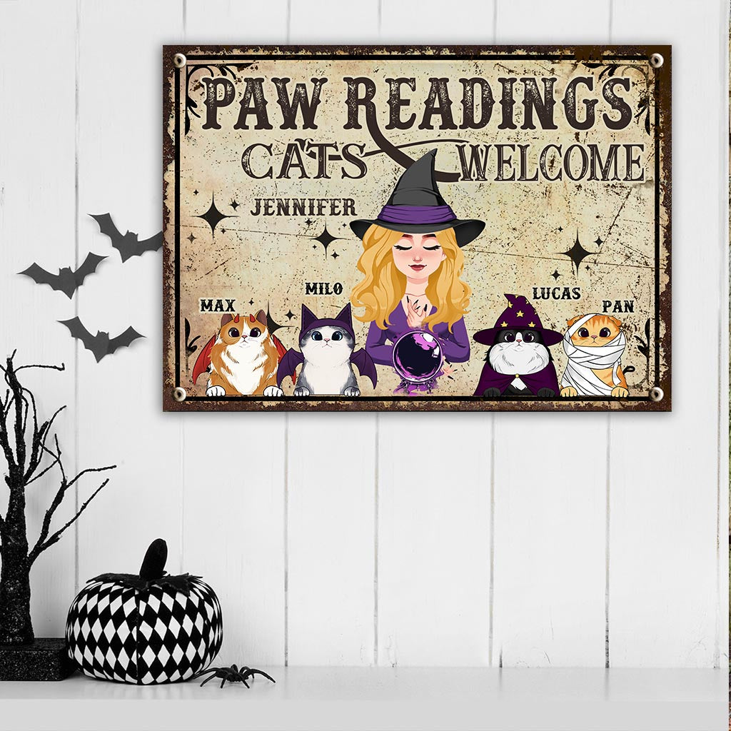 Paws Reading - Personalized Witch Rectangle Metal Sign