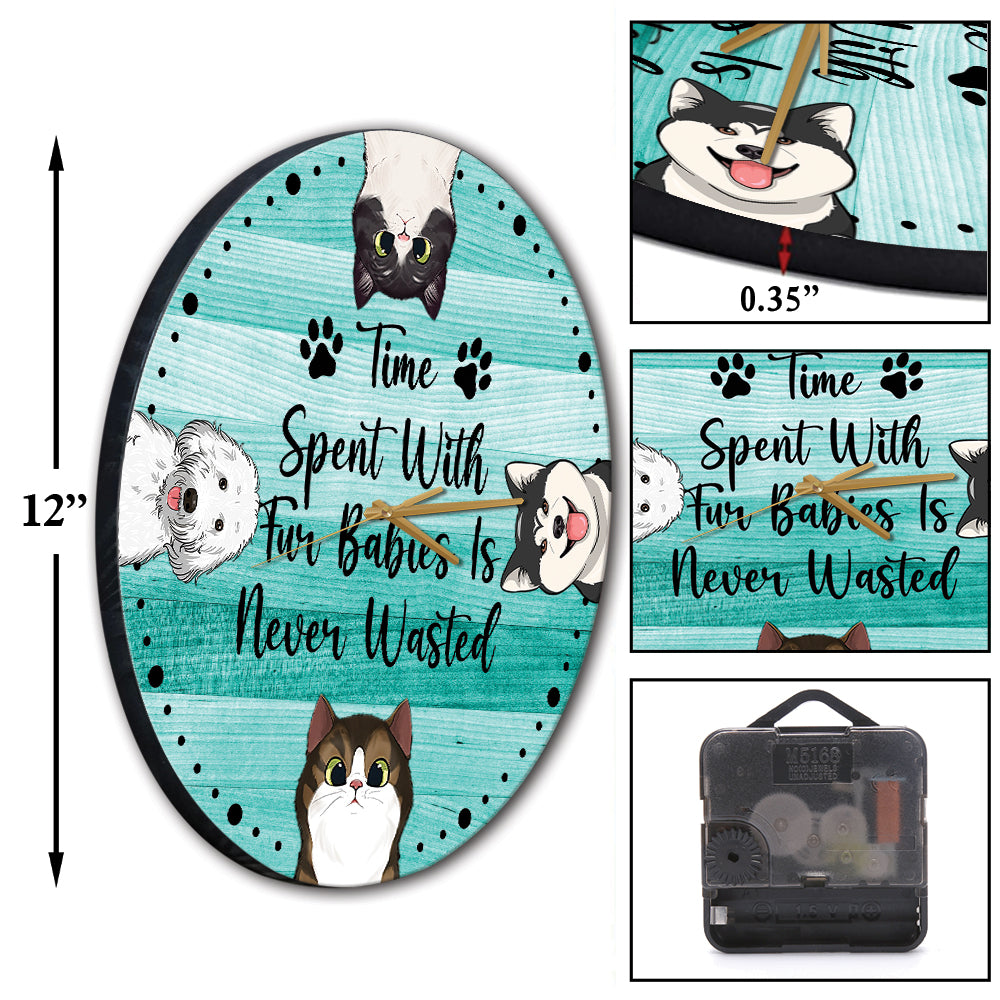 Time Spent With Cat - Personalized Cat Wall Clock