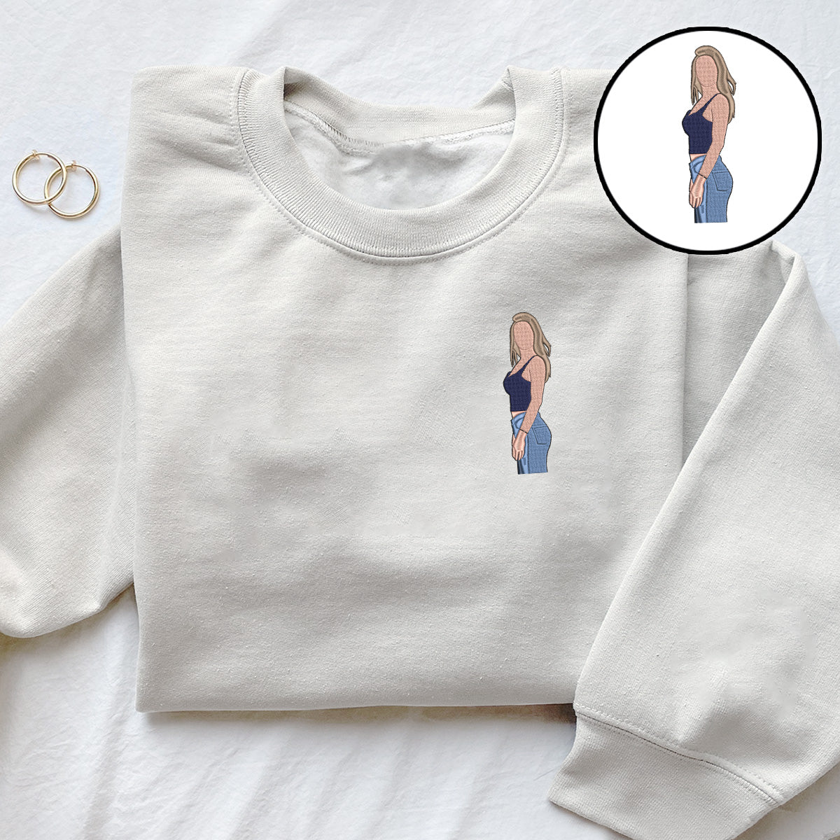 Custom 2D Photo - Personalized Aunt Embroidered Sweater