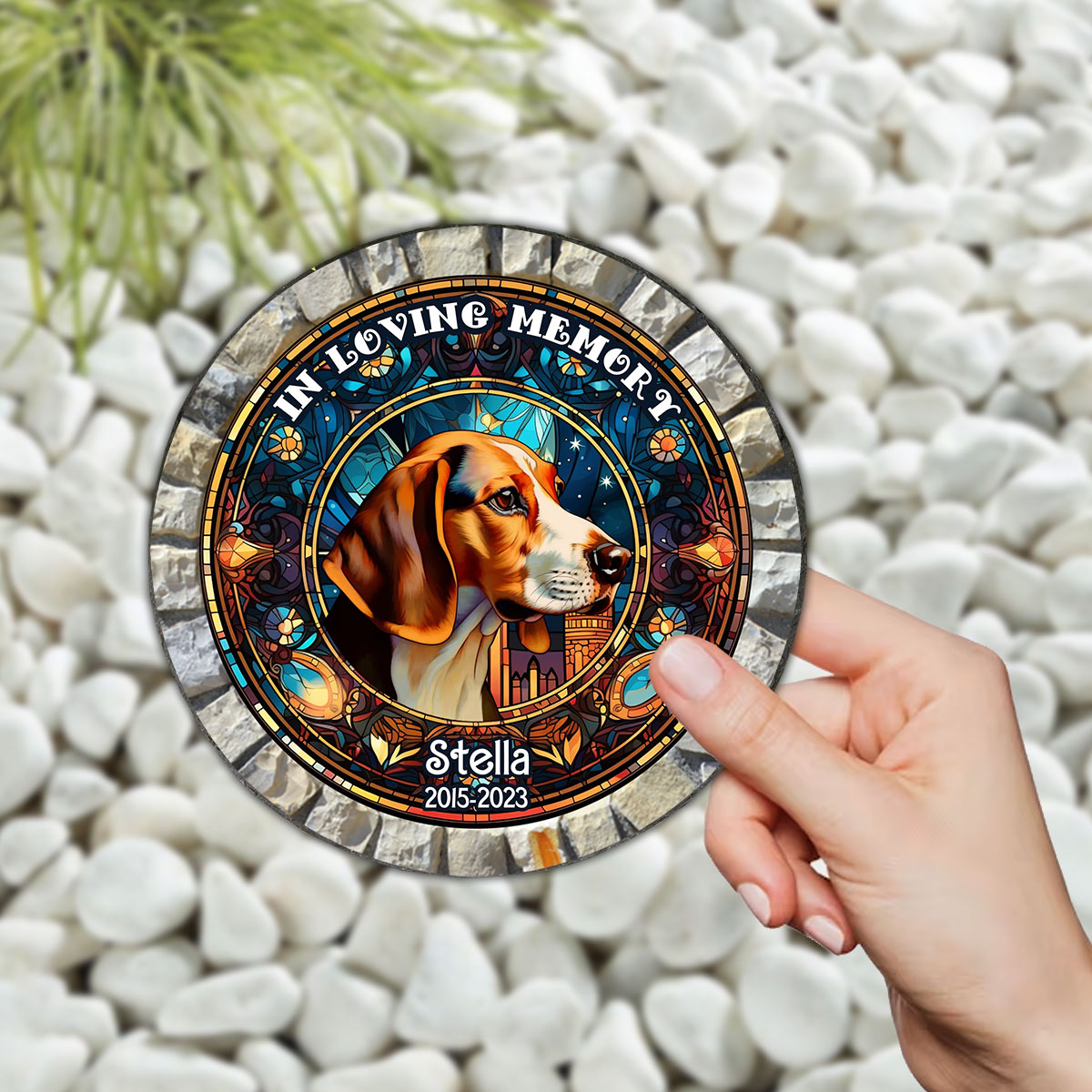 In Loving Memory - Personalized Dog Round Shaped Stone