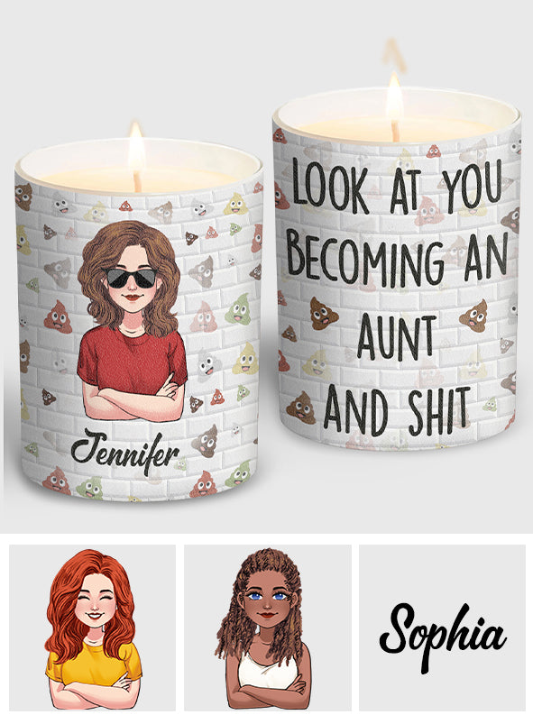 Becoming An Aunt - Personalized Aunt Candle With Wooden Lid