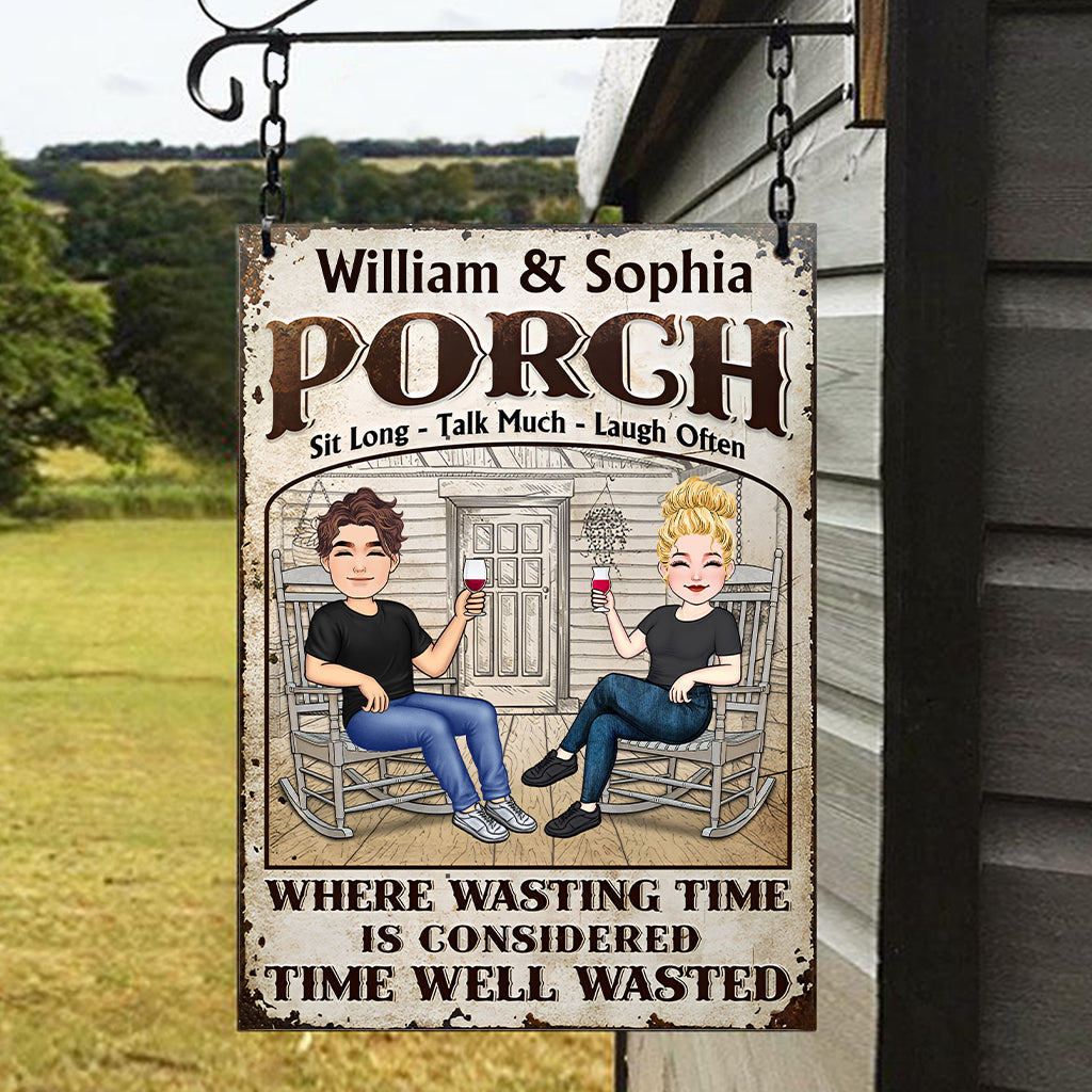 Time Well Wasted - Personalized Backyard Rectangle Metal Sign