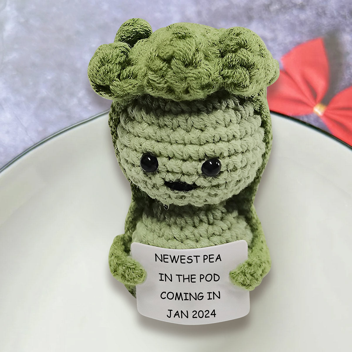 Newest Pea In The Pod - Personalized Pregnancy Hand Knitted Figurine