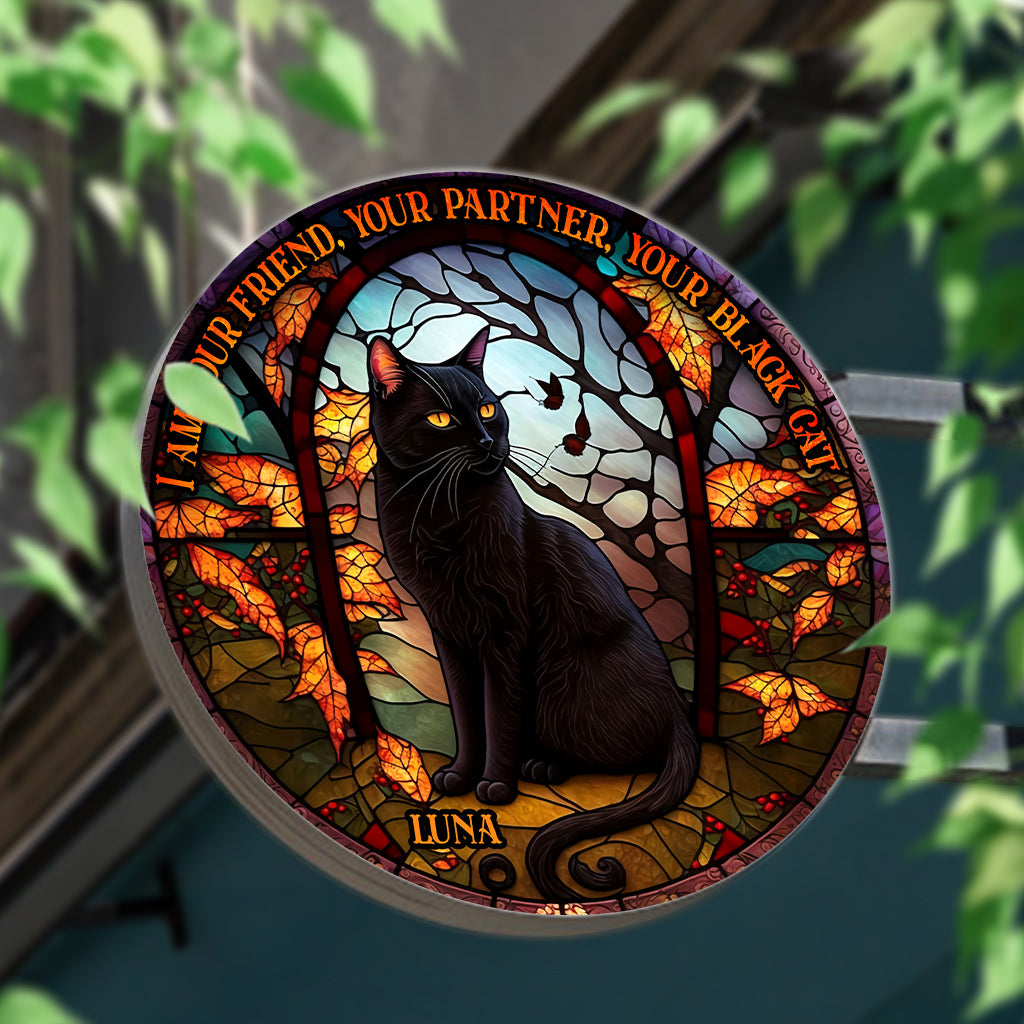 Black Cat - Personalized Black Cat Round Metal Sign