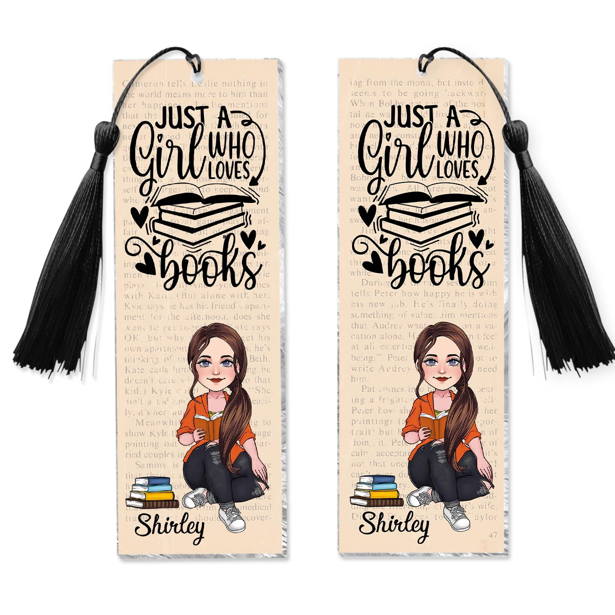 Just A Girl Who Loves Books - Personalized Book Bookmark (Printed On Both Sides)