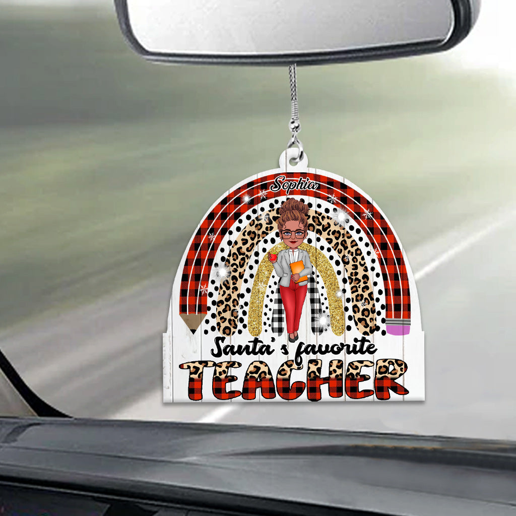Santa's Favorite Teacher - Personalized Teacher Acrylic Car Hanger