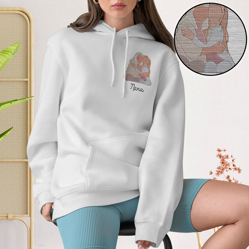 Custom 2D Photo - Personalized Grandma Embroidered Hoodie