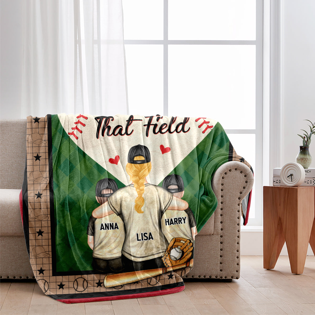 My Heart Is On That Field - Personalized Baseball Blanket