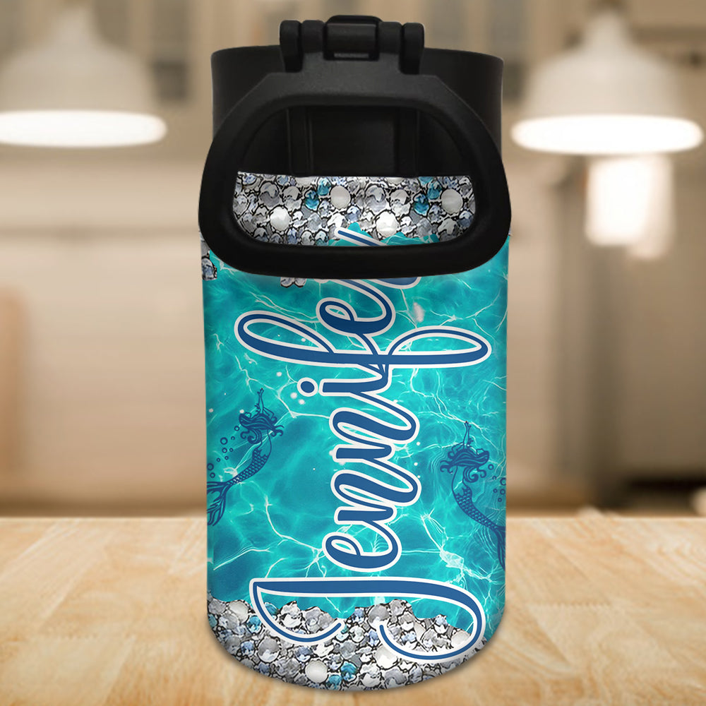 Personalized kids water bottle, mermaid