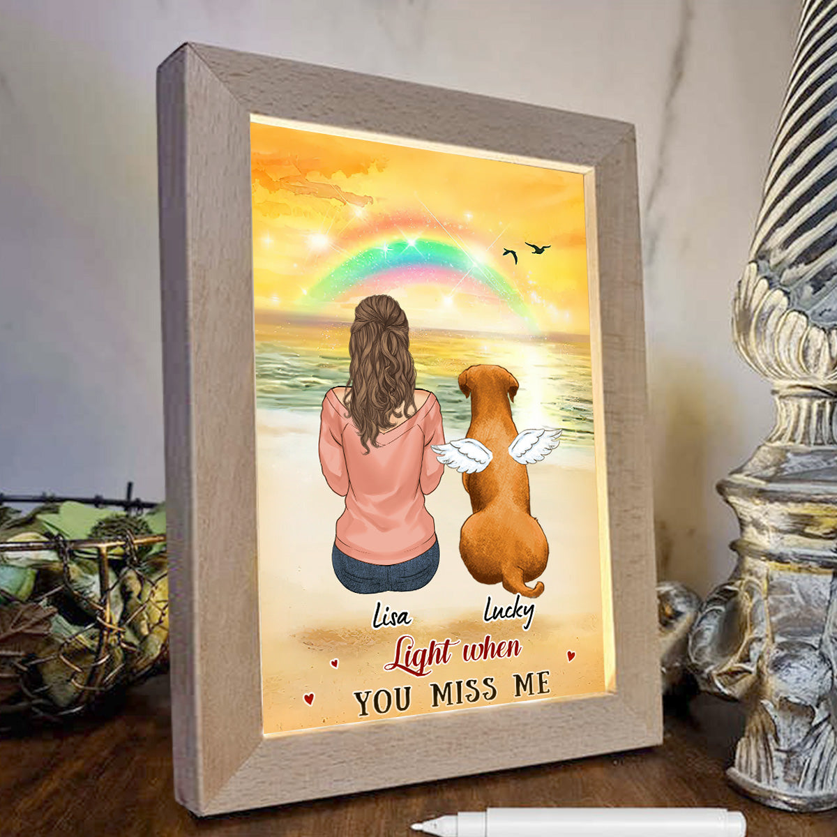 Light When You Miss Me - Personalized Cat Light Photo Frame