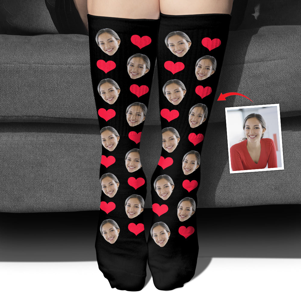 Custom Face Heart Pattern - Personalized Step Mom Socks