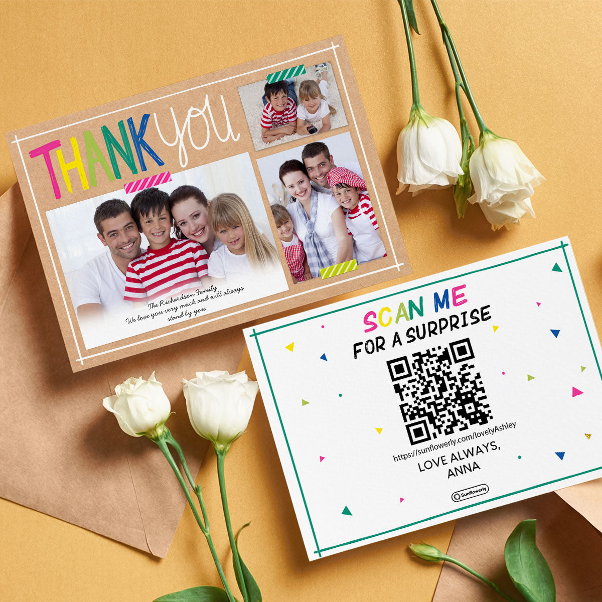 Thank You / Happy bday / Love you - Personalized QR Greeting Card