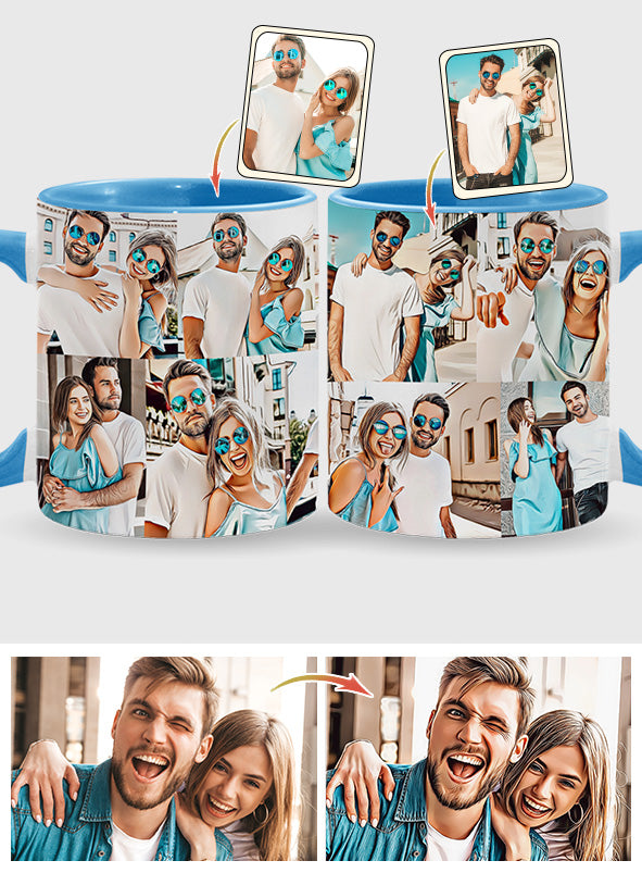 Cartoonize Photos Collage - gift for boyfriend, girlfriend, wife, husband - Personalized Accent Mug