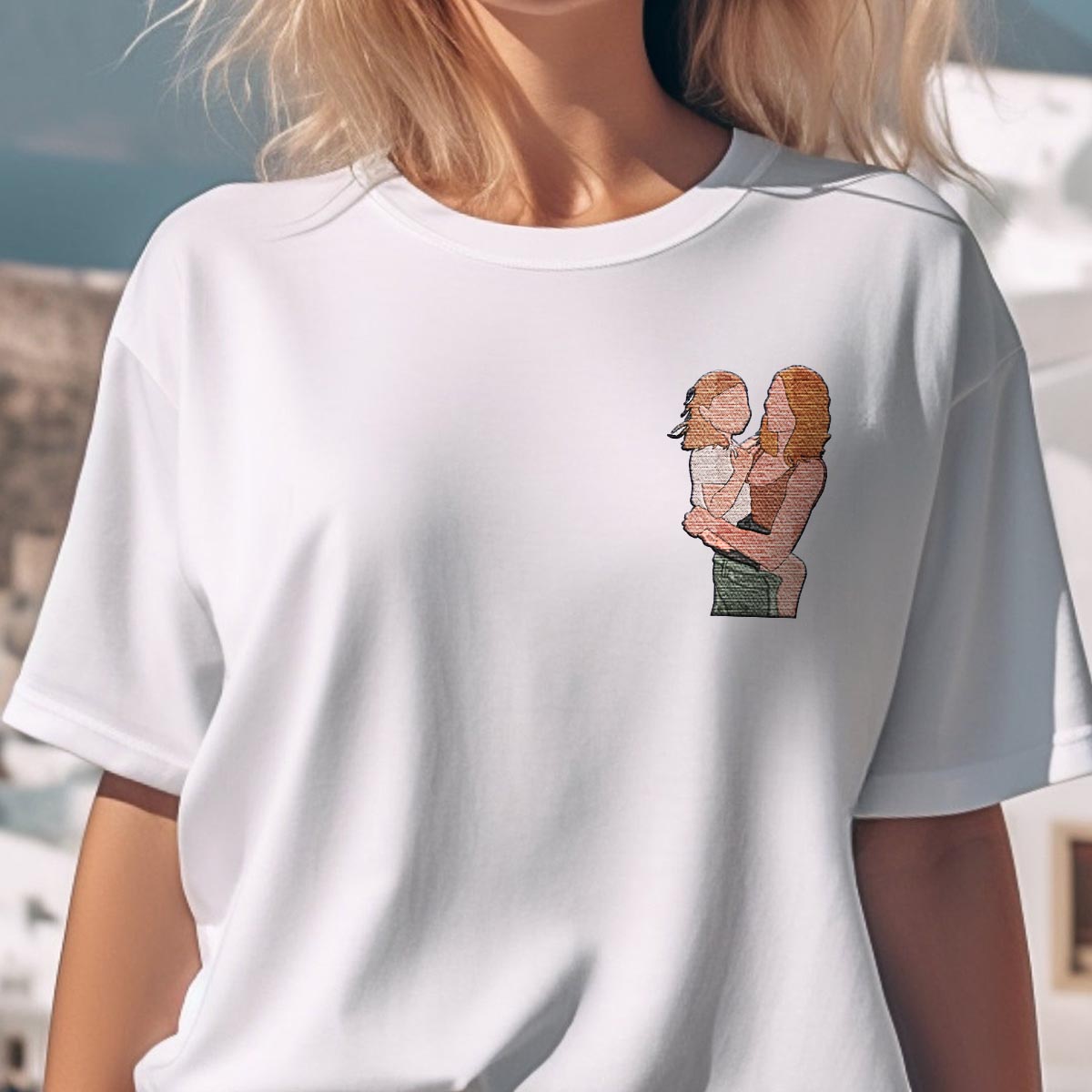 Custom 2D Photo - Personalized Aunt Embroidered T-shirt