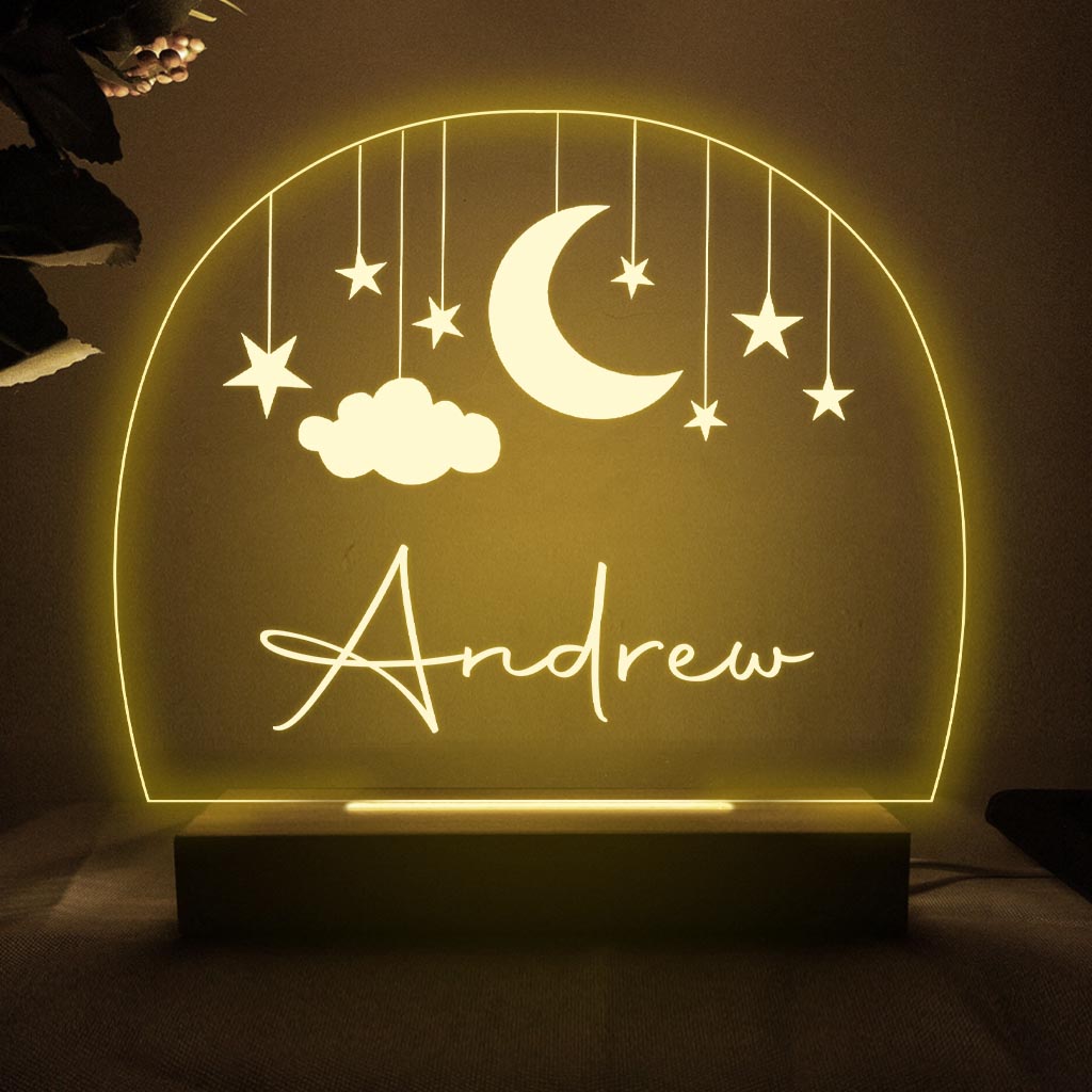 Moon and Star Nightlight - Personalized Kid Shaped Plaque Light Base