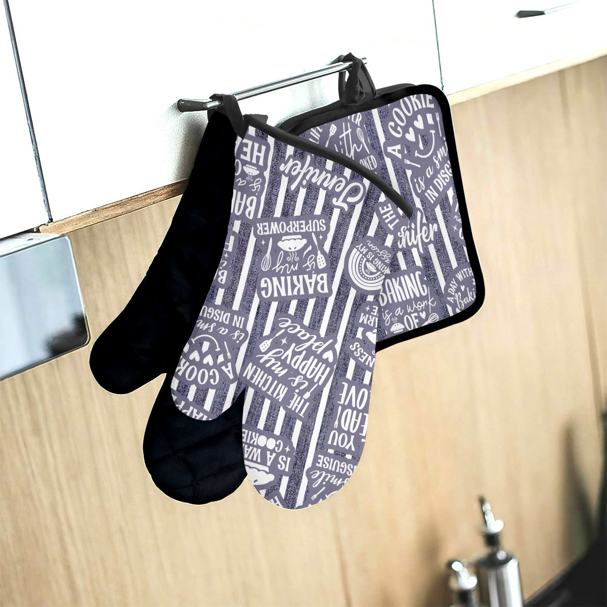 Baking Is A Work Of Heart - Personalized Baking Oven Mitts & Pot Holder Set