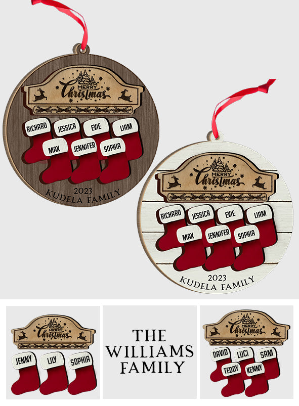 Our Family - Personalized Family 2 Layered Piece Ornament