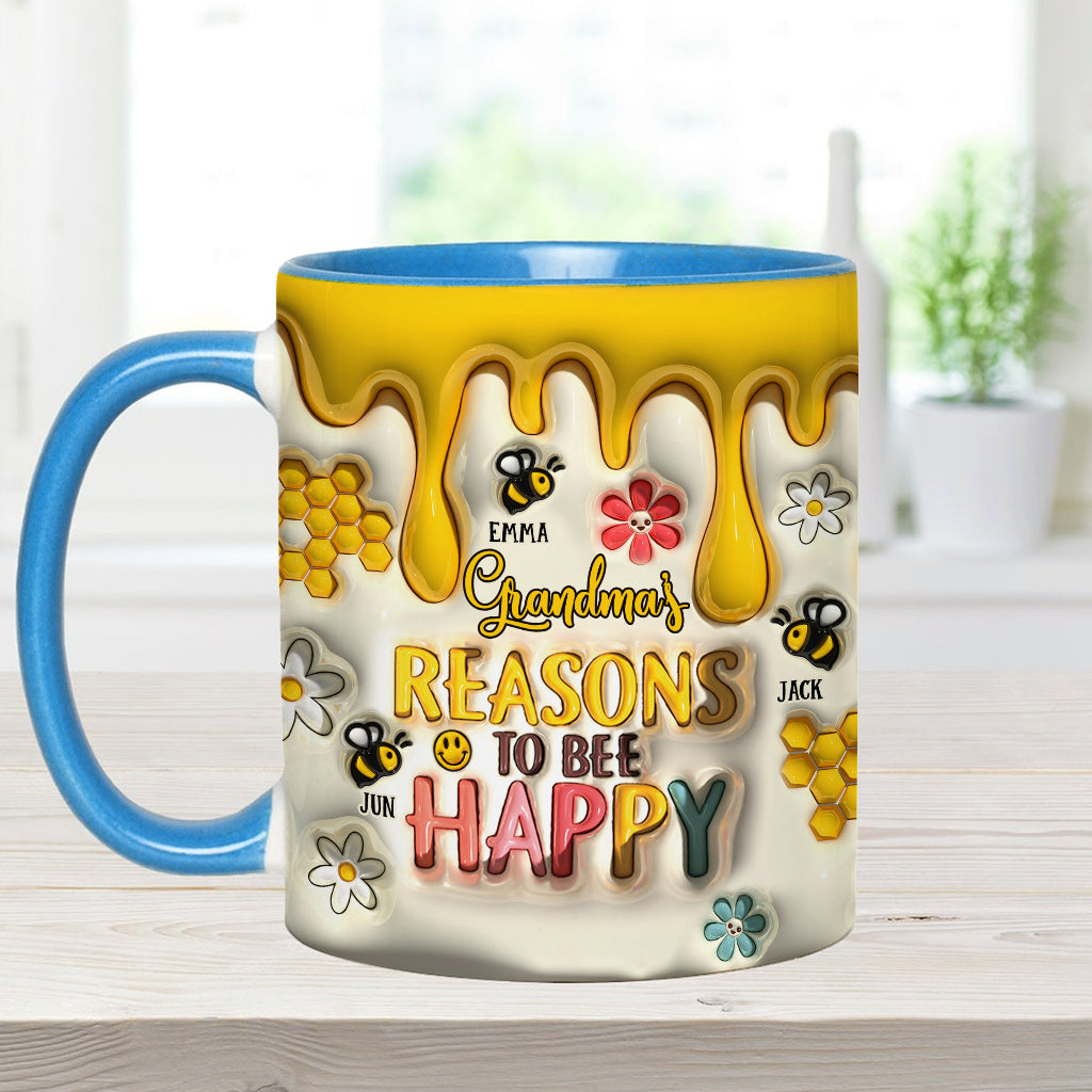 Grandma’s Reasons To Bee Happy - Gift for grandma - Personalized Accent Mug