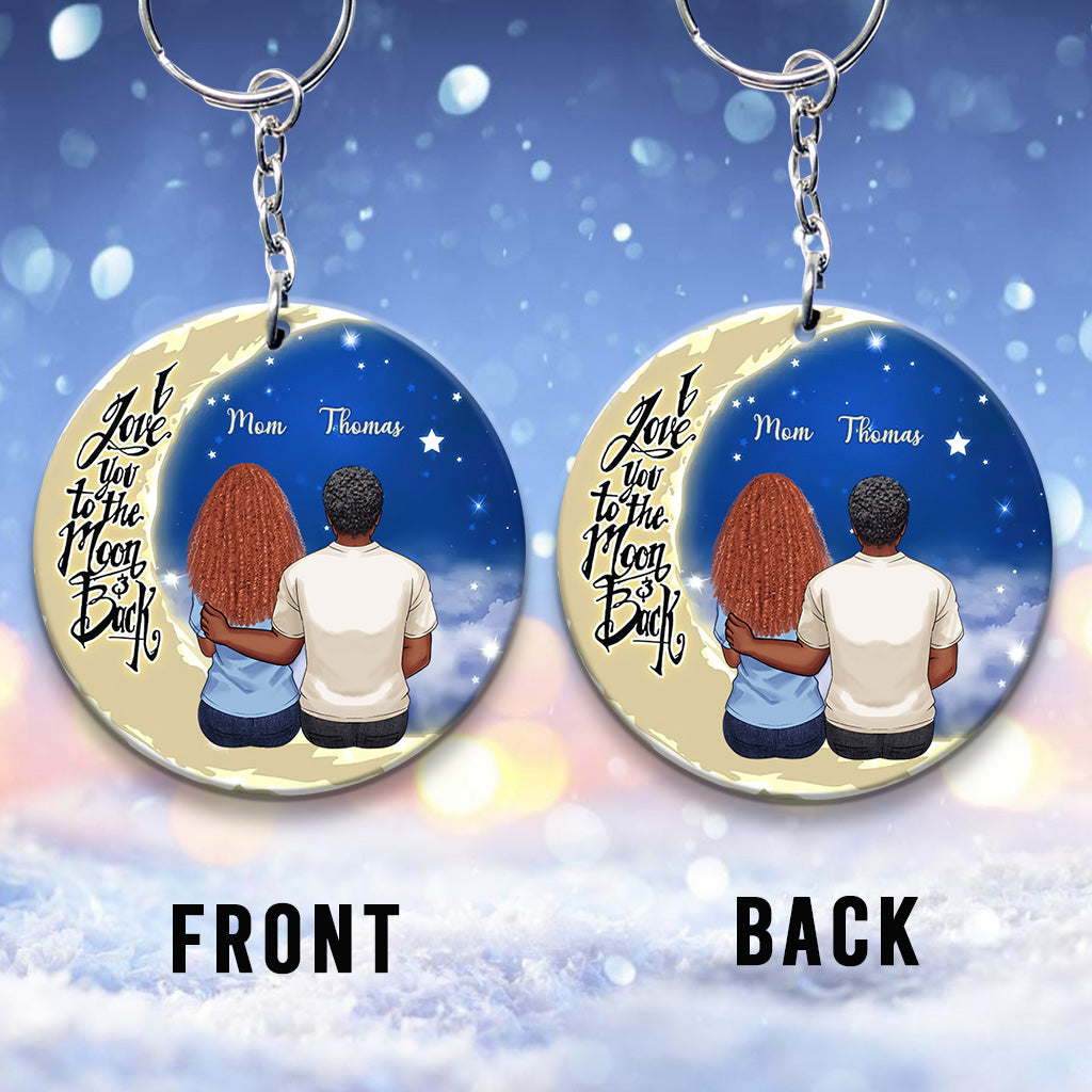 To The Moon And Back - Gift for grandma, mom, dad, grandpa - Personalized Keychain