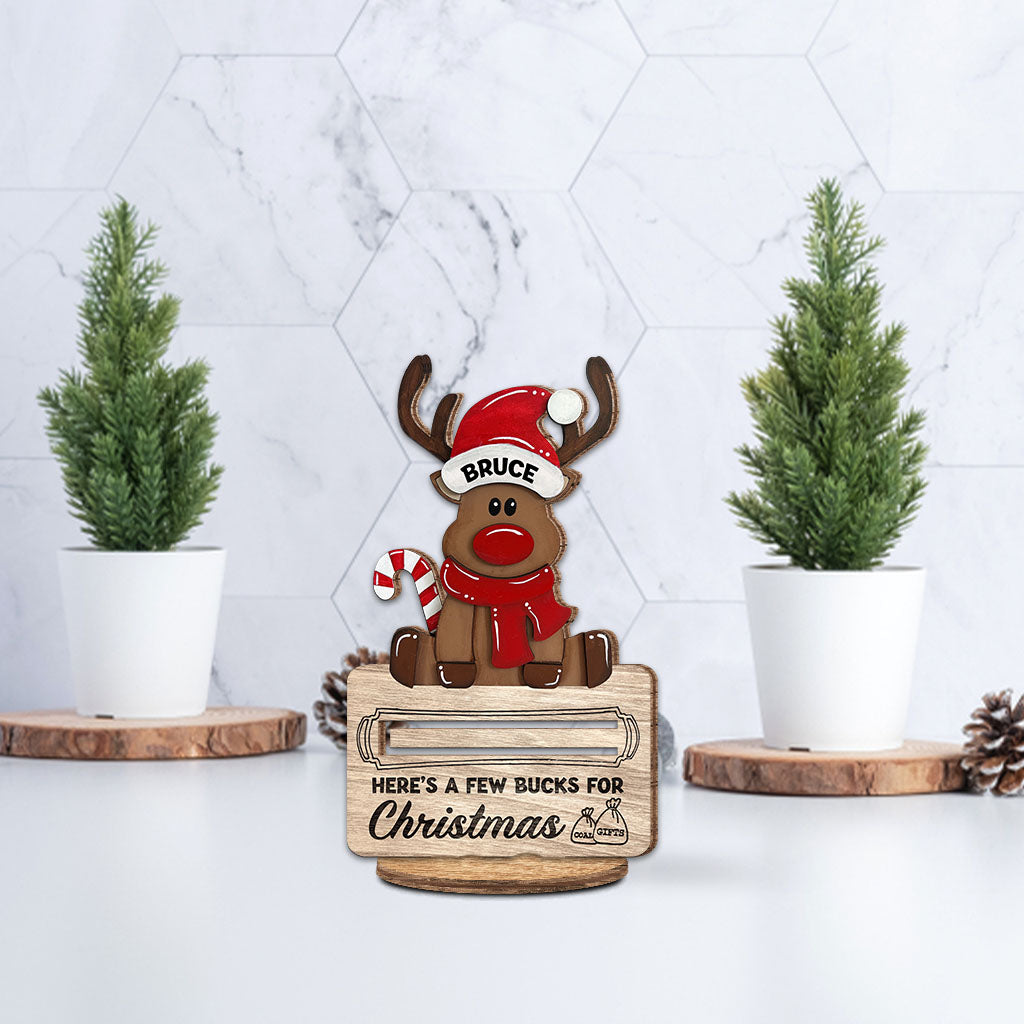 Here's A Few Bucks For Christmas - Personalized Family Freestanding Wood Plaque