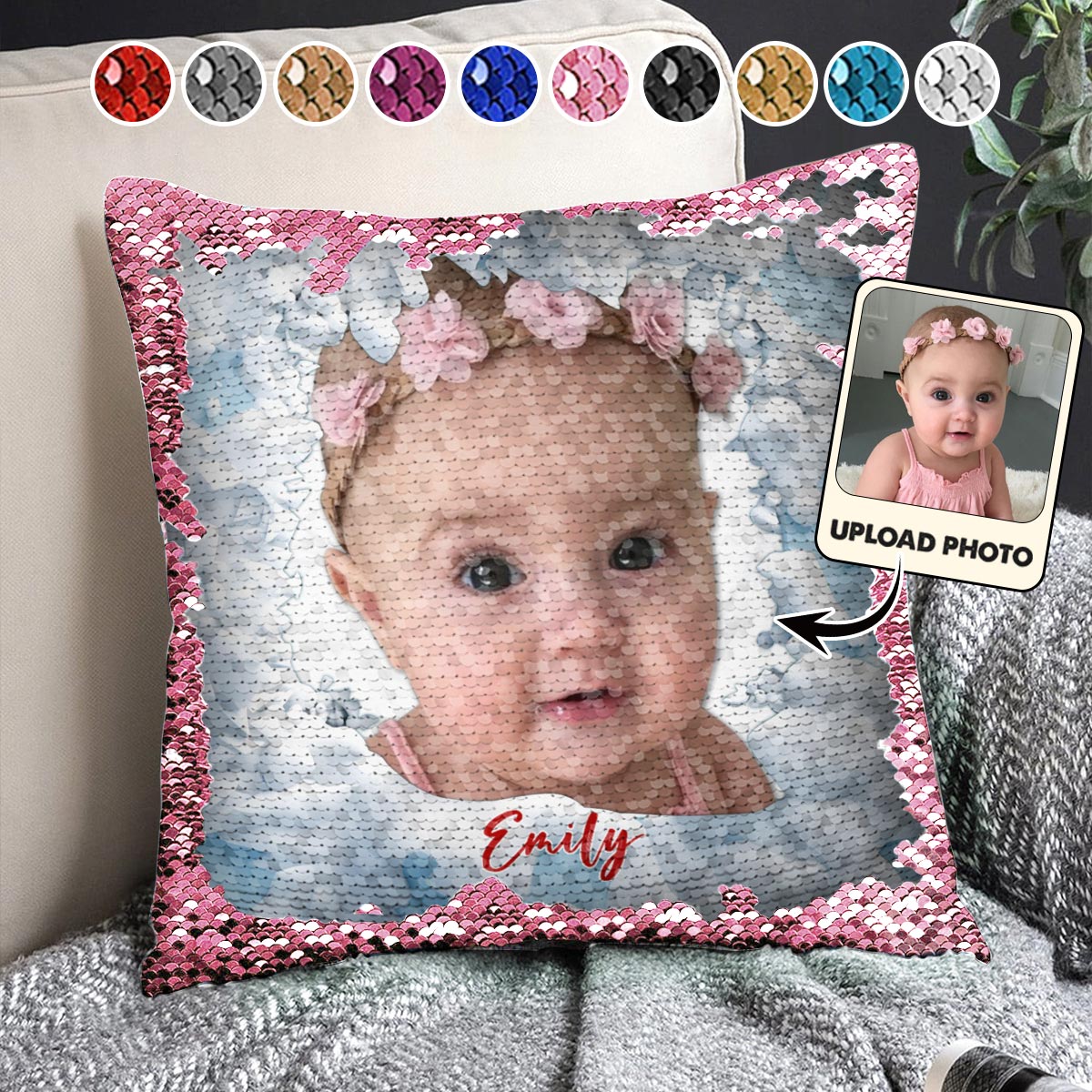 My Kids - Personalized Kid Sequin Pillow Cover