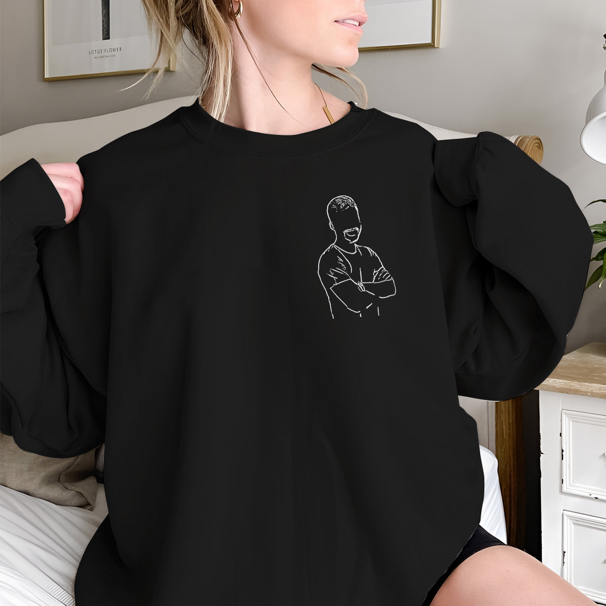 Custom Line Art - Personalized Son Embroidered Sweater